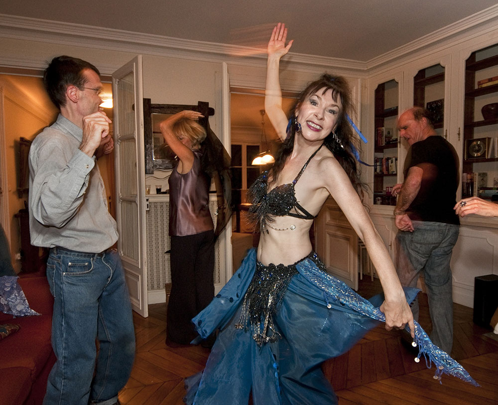 Maria D’Arcy dancing at Patricia Laplante-Collins’ weekly soirée on rue de Rivoli in Paris.